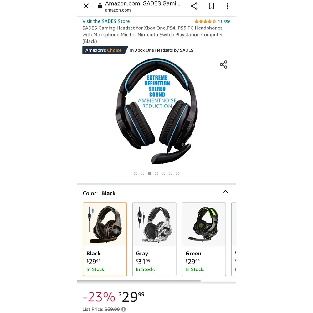 Sades SA-810 Gaming Headset w/ Mic! Corded. Blue & Black! Great Condition!